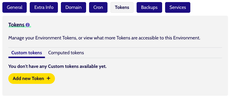 tokens subtab