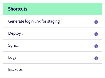 shortcuts for an environment