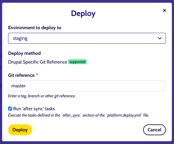 deploy modal for Git reference