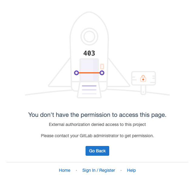 Gitlab 403 page with Sign-in link at the bottom